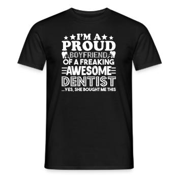 Dentist Proud Boyfriend Of Awesome Dentist - Men's T-Shirt - black - Front - AI Model Male 178 light (178cm)