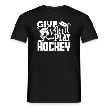 Hockey Give Blood Play Hockey - Men's T-Shirt - black - Front - AI Model Male 178 light (178cm)