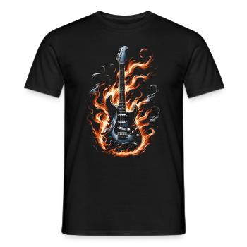 E-Gitarre mit Flammen - Männer T-Shirt - Schwarz - Vorne - AI Model Male 178 light (178cm)