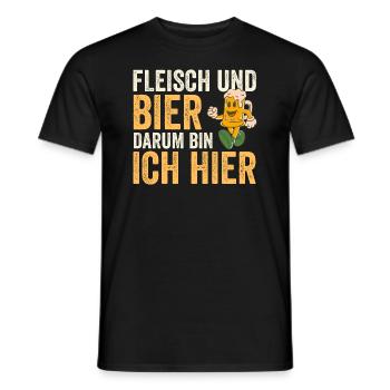 Fleisch Und Bier Darum Bin Ich Hier - Männer T-Shirt - Schwarz - Vorne - AI Model Male 178 light (178cm)