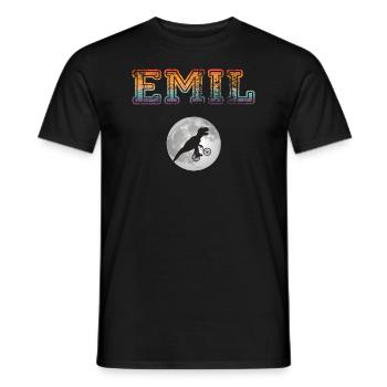 EMIL - Beautiful boy name with dinosaur - Men's T-Shirt - black - Front - AI Model Male 178 light (178cm)