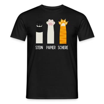 Pierre, Papier, Ciseaux - Drôle de pattes de chat - T-shirt homme - noir - Devant - AI Model Male 178 light (178cm)