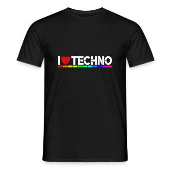 I love Techno - Men's T-Shirt - black - Front - AI Model Male 178 light (178cm)