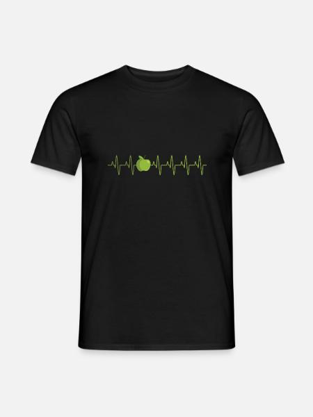 Apfel Herzschlag Obst Geschenk Vegan - Männer T-Shirt - Schwarz