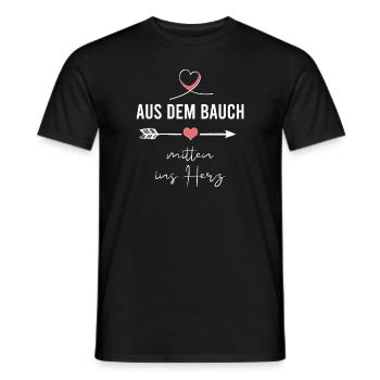 AUS DEM BAUCH MITTEN INS HERZ - Männer T-Shirt - Schwarz - Vorne - AI Model Male 178 light (178cm)