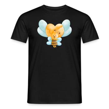 cœur de miel avec abeille mignonne - T-shirt homme - noir - Devant - AI Model Male 178 light (178cm)