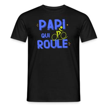 humour Velo Cadeau Papi qui roule cylciste - T-shirt homme - noir - Devant - AI Model Male 178 light (178cm)