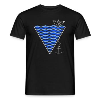 Schiff & Meer und Liebe Dreieck - Männer T-Shirt - Schwarz - Vorne - AI Model Male 178 light (178cm)