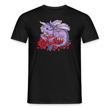 Niedlicher Drache mit Schatz aus Herzen Valentin - Männer T-Shirt - Schwarz - Vorne - AI Model Male 178 light (178cm)