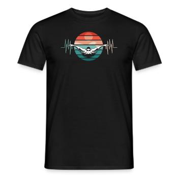 Nageurs Piscine Natation Heartbeat Love - T-shirt homme - noir - Devant - AI Model Male 178 light (178cm)