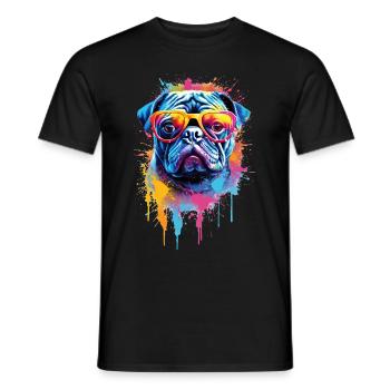 Buntes Mopshund-Design - Männer T-Shirt - Schwarz - Vorne - AI Model Male 178 light (178cm)