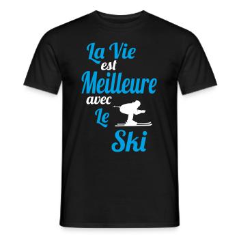 La vie est meilleure avec le Ski - Idée Cadeau - T-shirt homme - noir - Devant - AI Model Male 178 light (178cm)