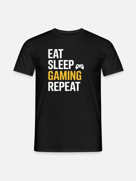 Eten, Slapen, Gamen, Herhalen - Heren T-shirt - zwart