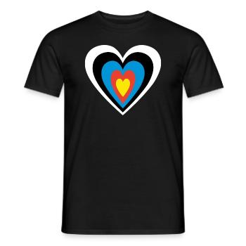 Heart target archery motif - Men's T-Shirt - black - Front - AI Model Male 178 light (178cm)