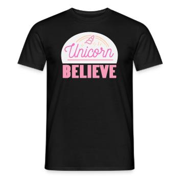 BELIEVE Cute Awesome Unicorn Designs T-Shirt - Männer T-Shirt - Schwarz - Vorne - AI Model Male 178 light (178cm)