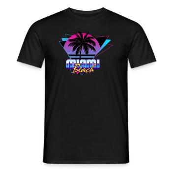 Synthwave 1 Miami Beach 80s 90s Retro - Men's T-Shirt - black - Front - AI Model Male 178 light (178cm)