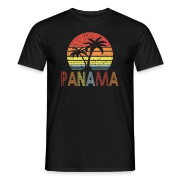 Panama rétro soleil 01 - T-shirt homme - noir - Devant - AI Model Male 178 light (178cm)
