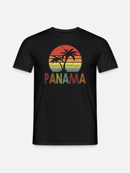 Panama retro sonne 01 - Männer T-Shirt - Schwarz