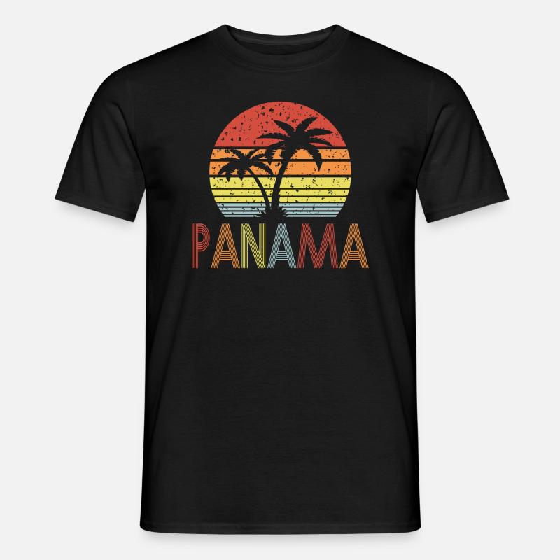 Panama retro sonne 01 - Männer T-Shirt - Schwarz