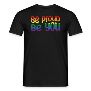 Soyez fier d’être vous, en disant en police colorée - T-shirt homme - noir - Devant - AI Model Male 178 light (178cm)