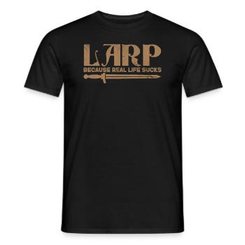 Larp because real life sucks - Men's T-Shirt - black - Front - AI Model Male 178 light (178cm)
