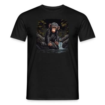 Chimpanzee Monkey - Men's T-Shirt - black - Front - AI Model Male 178 light (178cm)