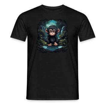 Chimpanzee Monkey Animal Baby Cub Monkey - Men's T-Shirt - black - Front - AI Model Male 178 light (178cm)
