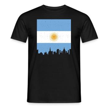 Drapeau de l’Argentine Amérique du Sud Drapeau de l’Argentine - T-shirt homme - noir - Devant - AI Model Male 178 light (178cm)