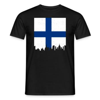Finnland Flagge Suomi Finnische Fahne Used Look - Männer T-Shirt - Schwarz - Vorne - AI Model Male 178 light (178cm)