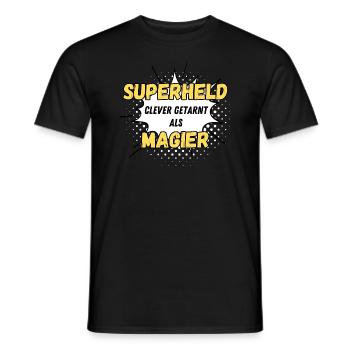 Superheld clever getarnt als Magier - Männer T-Shirt - Schwarz - Vorne - AI Model Male 178 light (178cm)