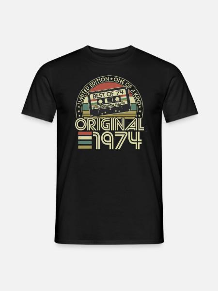 Original 1974 Jahrgang Vintage Retro Geburtstag - Männer T-Shirt - Schwarz