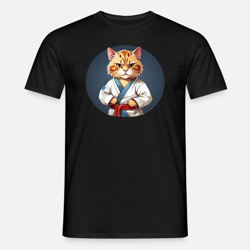 Karate Katze - Katzendesign - Männer T-Shirt - Schwarz