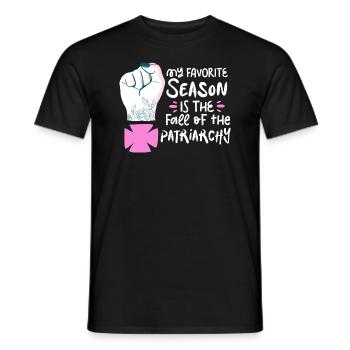 My Favorite Season Is The Fall Of The Patriarchy - Men's T-Shirt - black - Front - AI Model Male 178 light (178cm)