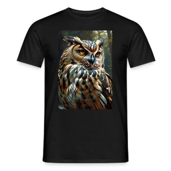 Eule / Uhu im Wald - Männer T-Shirt - Schwarz - Vorne - AI Model Male 178 light (178cm)