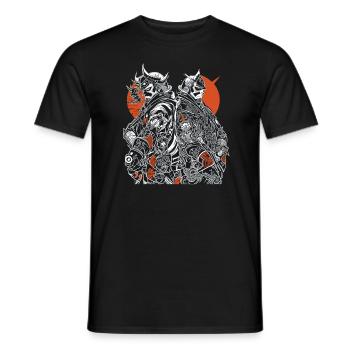Samurai Duo: High-Contrast Armor Art - Men's T-Shirt - black - Front - AI Model Male 178 light (178cm)
