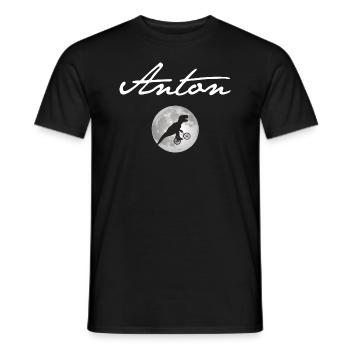 ANTON - Beau prénom de garçon avec dinosaure - T-shirt homme - noir - Devant - AI Model Male 178 light (178cm)