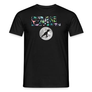 EMIL - Beautiful boy name with dinosaur - Men's T-Shirt - black - Front - AI Model Male 178 light (178cm)