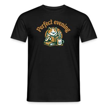 Cat Book Tea Coffee - Men's T-Shirt - black - Front - AI Model Male 178 light (178cm)