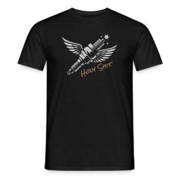 HOLY SHIT Geflügelte Zündkerze - Männer T-Shirt - Schwarz - Vorne - AI Model Male 178 light (178cm)