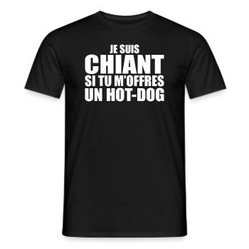 Man Who Loves It: Hot Dog. Funny Design Humor - Men's T-Shirt - black - Front - AI Model Male 178 light (178cm)