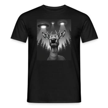 OVNI Drôle de cerf - T-shirt homme - noir - Devant - AI Model Male 178 light (178cm)