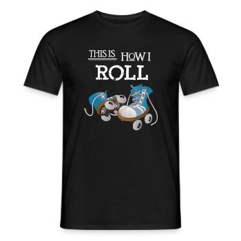 Rollschuhe Retro 70er Jahre - So rolle ich - Männer T-Shirt - Schwarz - Vorne - AI Model Male 178 light (178cm)
