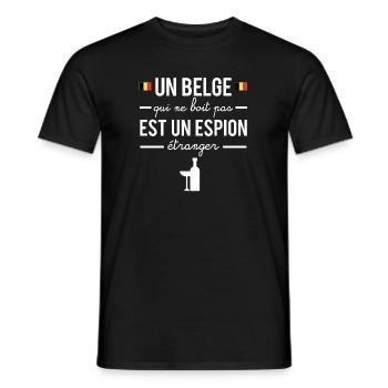 Un belge qui ne boit pas est un espion étranger - T-shirt homme - noir - Devant - AI Model Male 178 light (178cm)