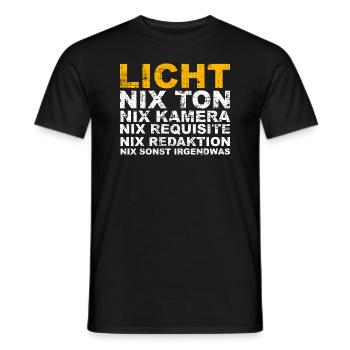 LICHT Beleuchter Beleuchtung Kamera Lichttechniker - Männer T-Shirt - Schwarz - Vorne - AI Model Male 178 light (178cm)