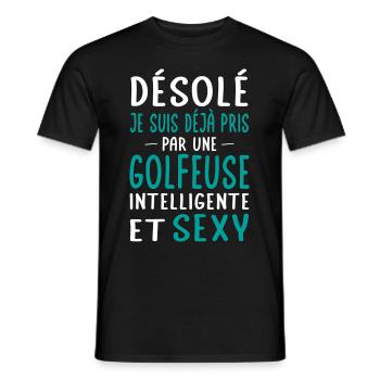 Désolé déjà pris par une golfeuse sexy - T-shirt homme - noir - Devant - AI Model Male 178 light (178cm)