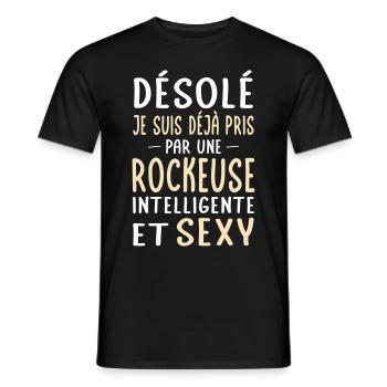 Désolé déjà pris par une rockeuse sexy - T-shirt homme - noir - Devant - AI Model Male 178 light (178cm)