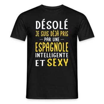 Désolé déjà pris par une Espagnole sexy - T-shirt homme - noir - Devant - AI Model Male 178 light (178cm)
