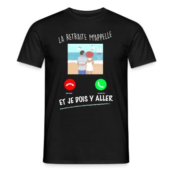 La Retraite humour hommes et femmes L'appel - T-shirt homme - noir - Devant - AI Model Male 178 light (178cm)