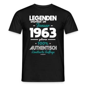 60. Geburtstag - Legenden wurden im Januar 1963 - Männer T-Shirt - Schwarz - Vorne - AI Model Male 178 light (178cm)