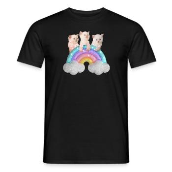 Kawai Bunte Regenbogenkatze Kätzchen Liebhaber Kätzchen - Männer T-Shirt - Schwarz - Vorne - AI Model Male 178 light (178cm)